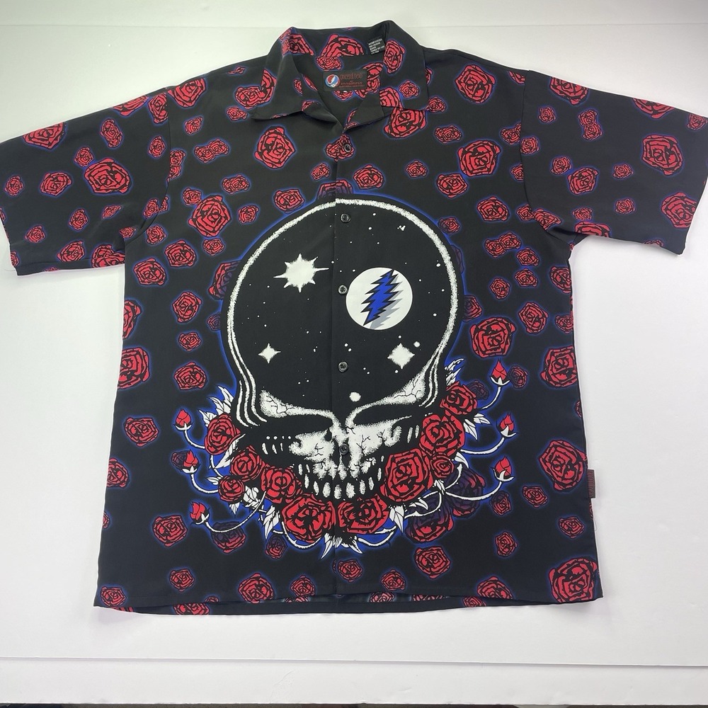 Vintage Grateful Dead Dragonfly Shirt Adult XL Bertha Button Up Skull Roses Mens